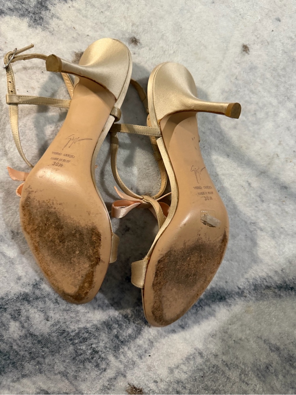 Giuseppe Zanotti Design T-Strap Satin & Leather Heels - Picture 3 of 8